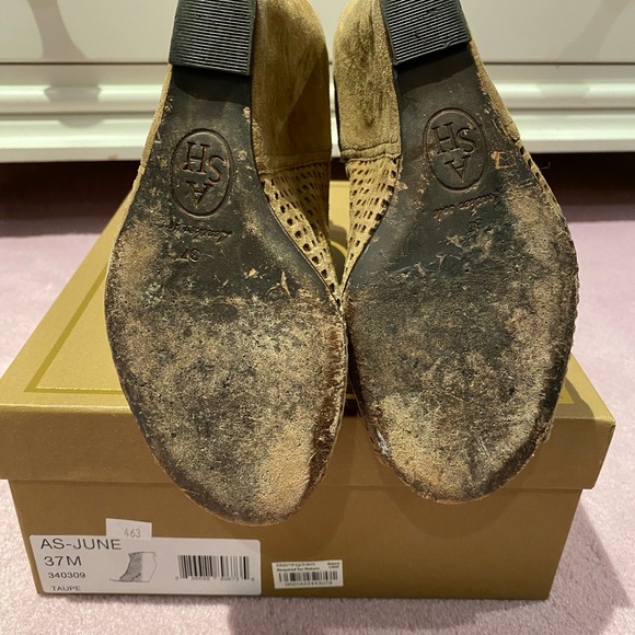 ASH June Taupe Suede Wedge Open Toe Booties - Picture 3 of 6